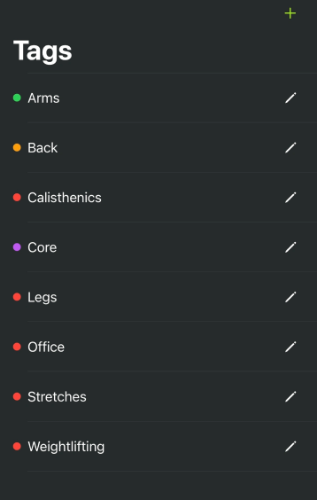 Workout details screen