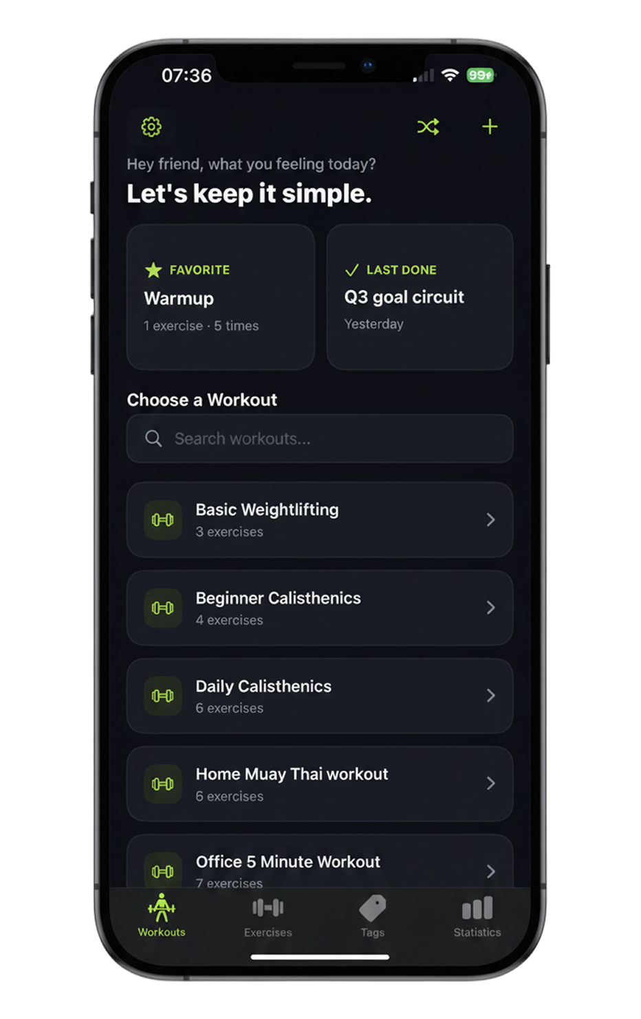 Home screen